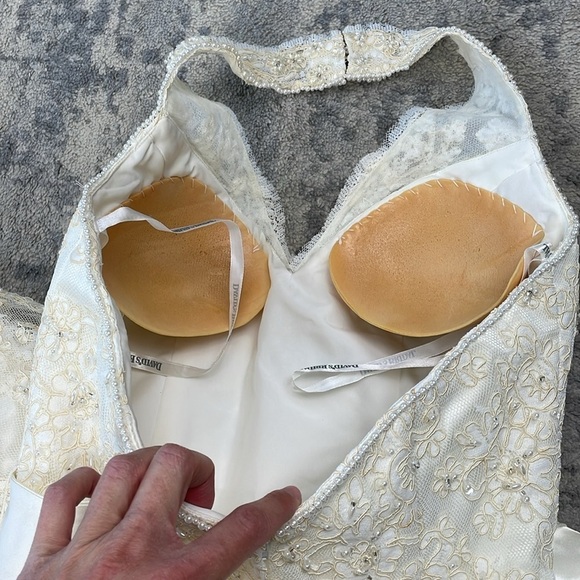 SOLD Davids Bridal Allover Beaded Lace Illusion Halter Neckline Wedding T9512 8 - Picture 14 of 17